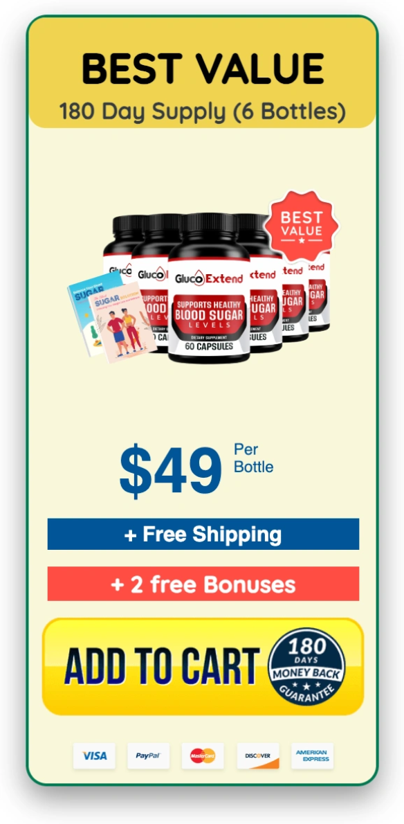 Premium 6 bottle value deal of Gluco Extend for consistent blood sugar management and overall wellness